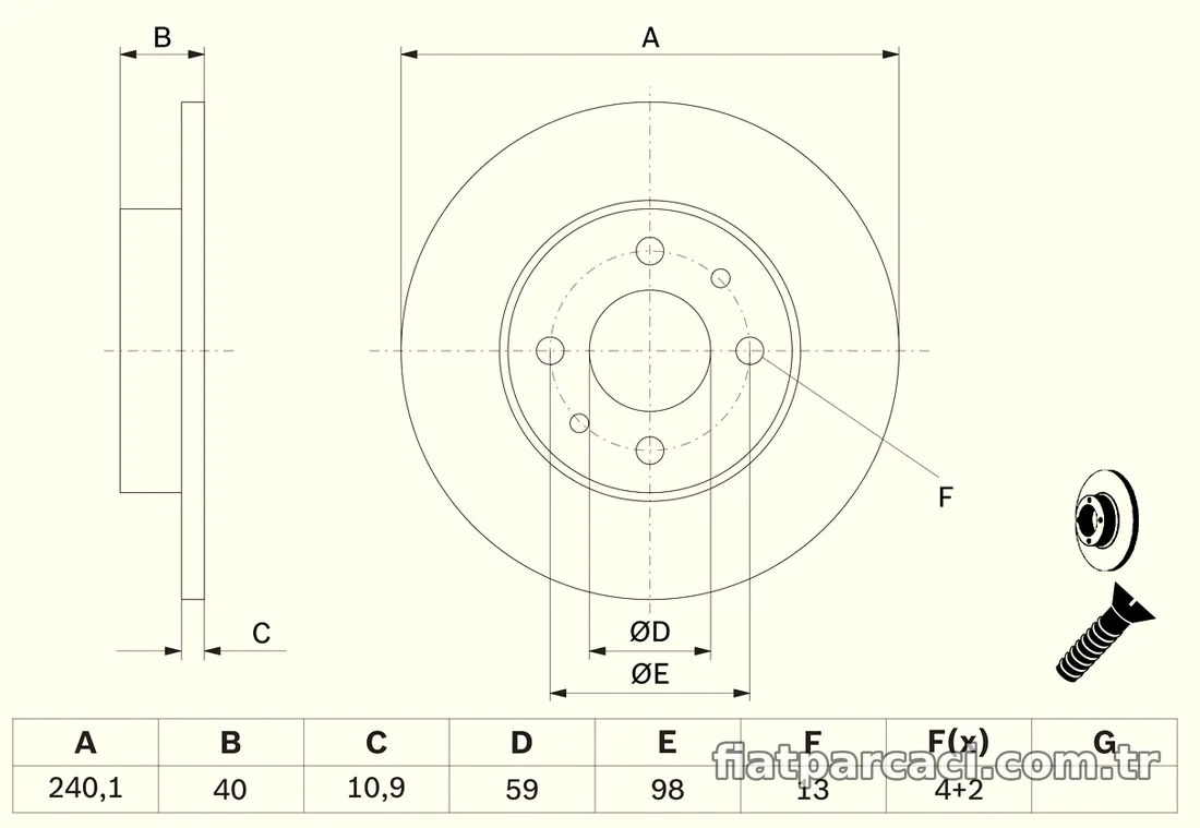 BOSCH 0986478342 Fren Disk Ayna - BOSCH - 0986478342