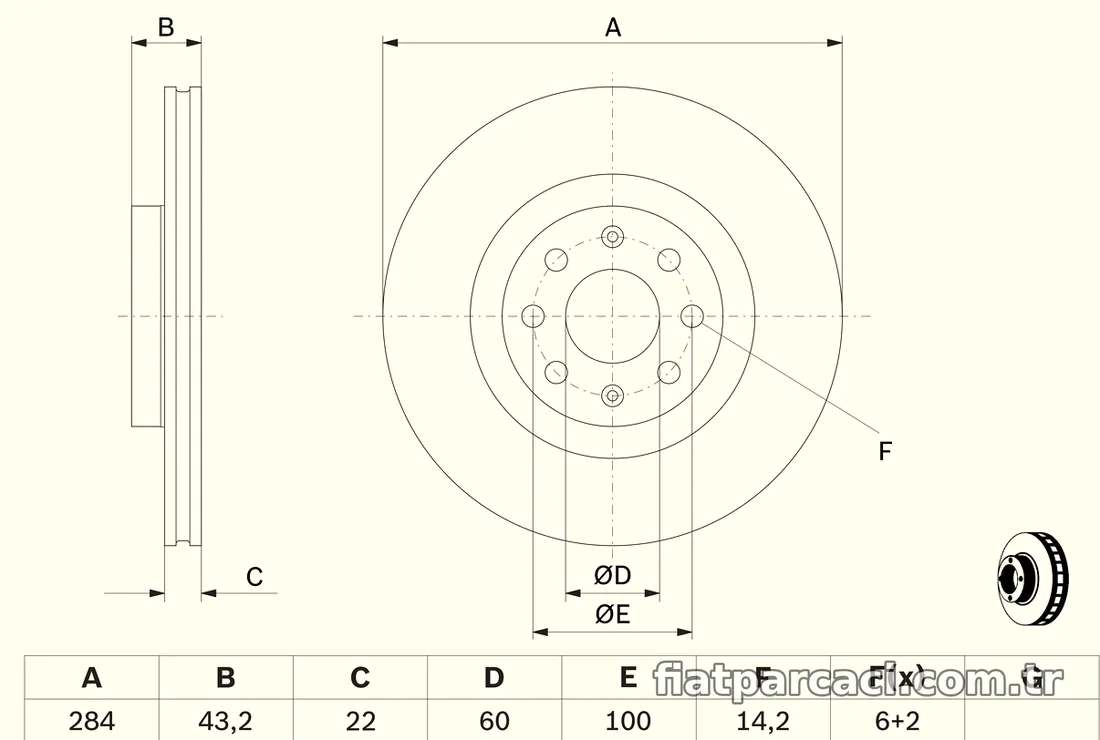 BOSCH 0986479224 Fren Disk Ayna - BOSCH - 0986479224