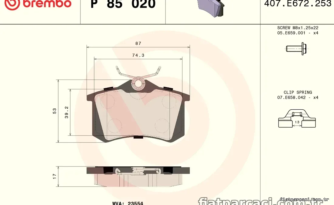 BREMBO P85020X Fren Disk Balata - BREMBO - P85020X