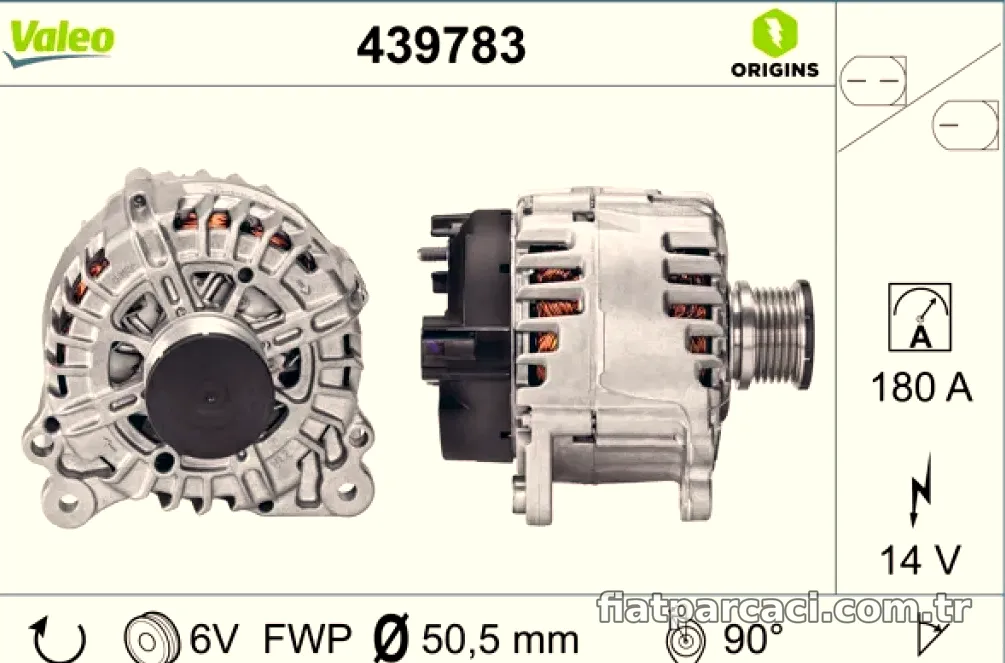 ALTERNATOR 14V 180A A3 KODIAQ OCTAVIA YETI ARTEON CADDY GOLF VII PASSAT CRAFTER T7 - Valeo - VALEO 439783