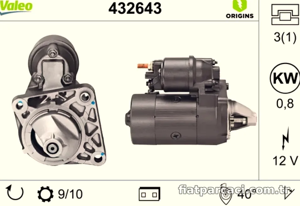 MARS MOTORU 12V 10 DIS FIAT BRAVO MAREA PUNTO - Valeo - VALEO 432643